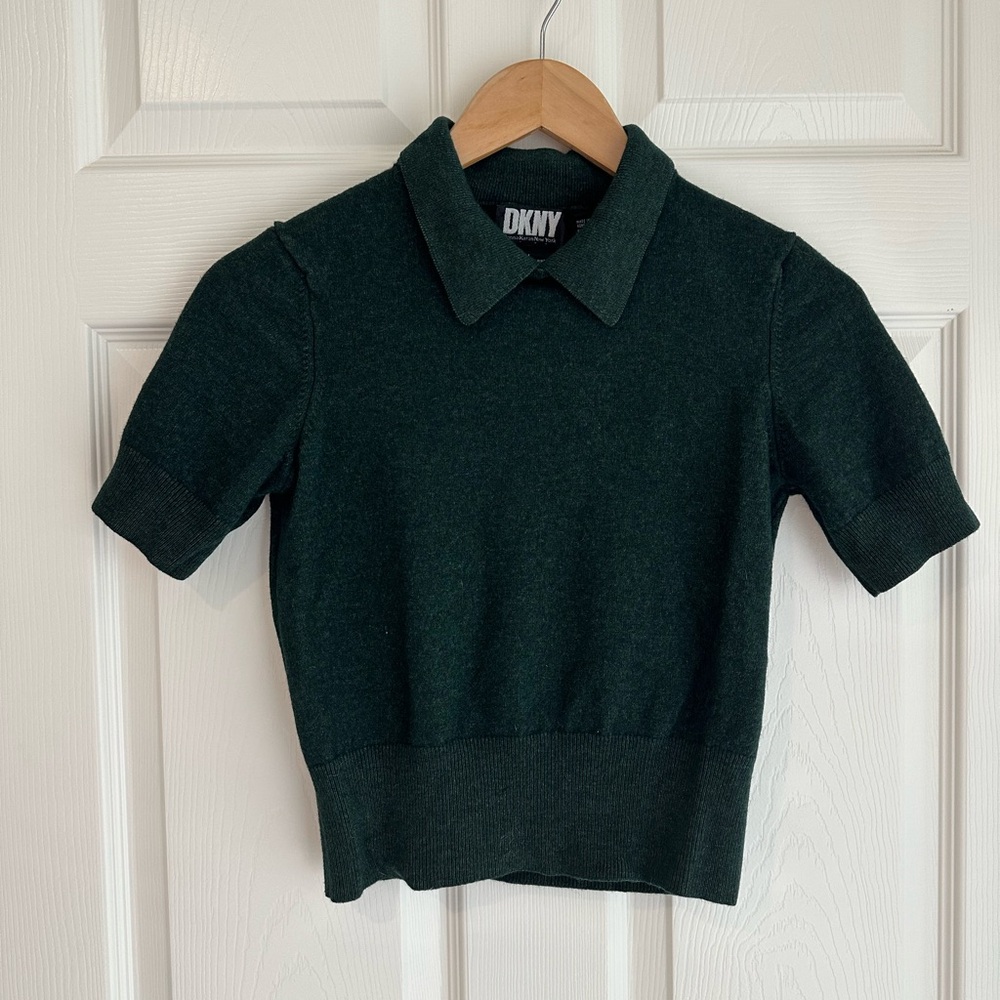 DKNY Dark Green Wool Cropped Sweater